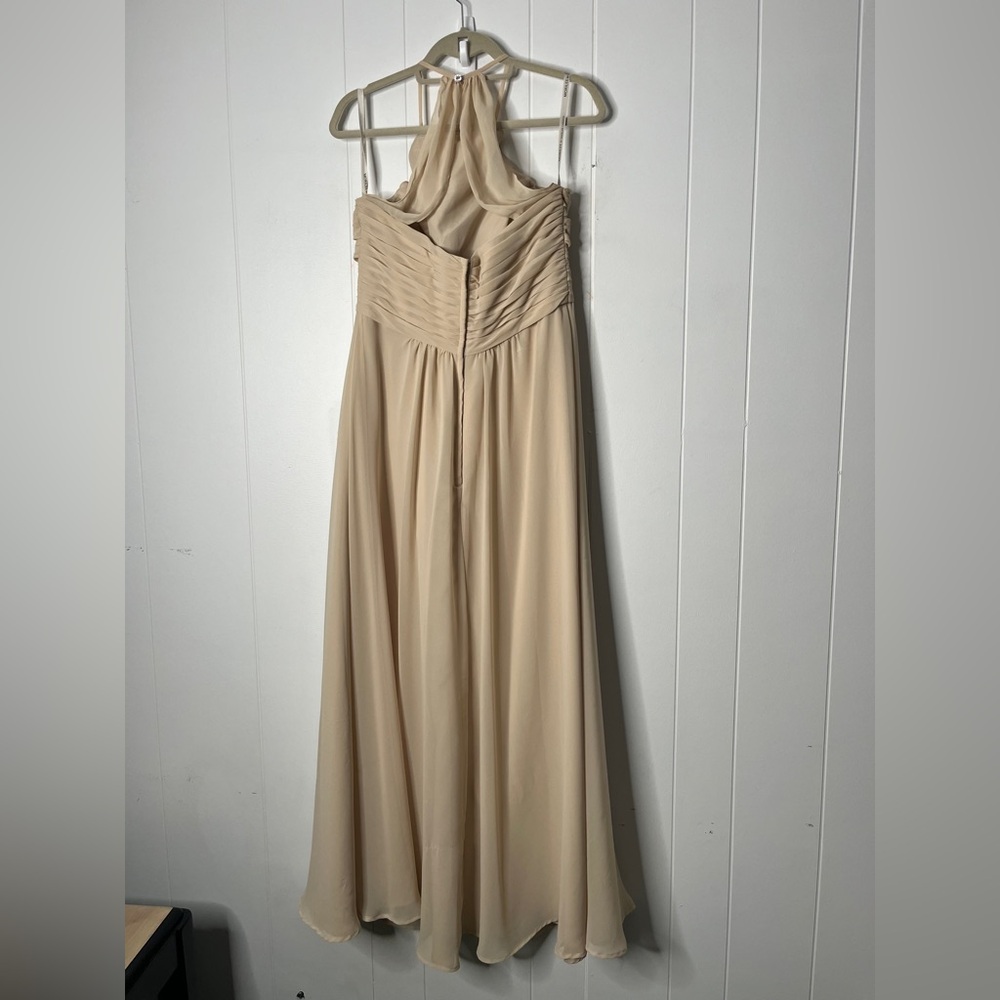 Mori Lee Madeline Gardner Sleeveless Cream Dress Pleated Floor Length Size 14 - Picture 3 of 11